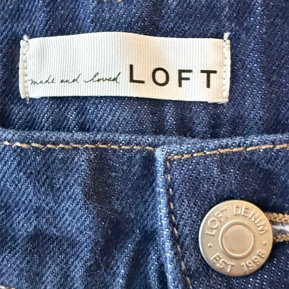 LOFT Wide Leg Jeans Womens 4P Dark Wash High Rise Denim Minimalist Classic